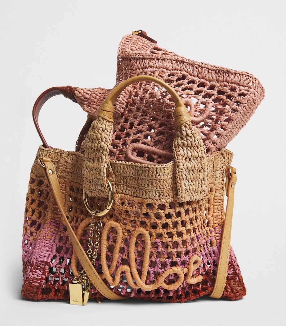 Chloé Small Raffia Summer Banana East-West Tote Bag Summery Beige Image 3