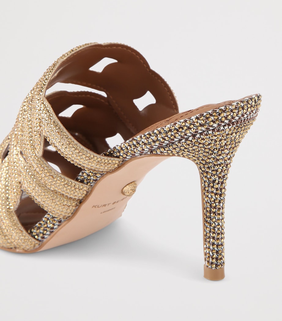 Leather Embellished Chain Heeled Mules 85 GOLD COMB Image 2