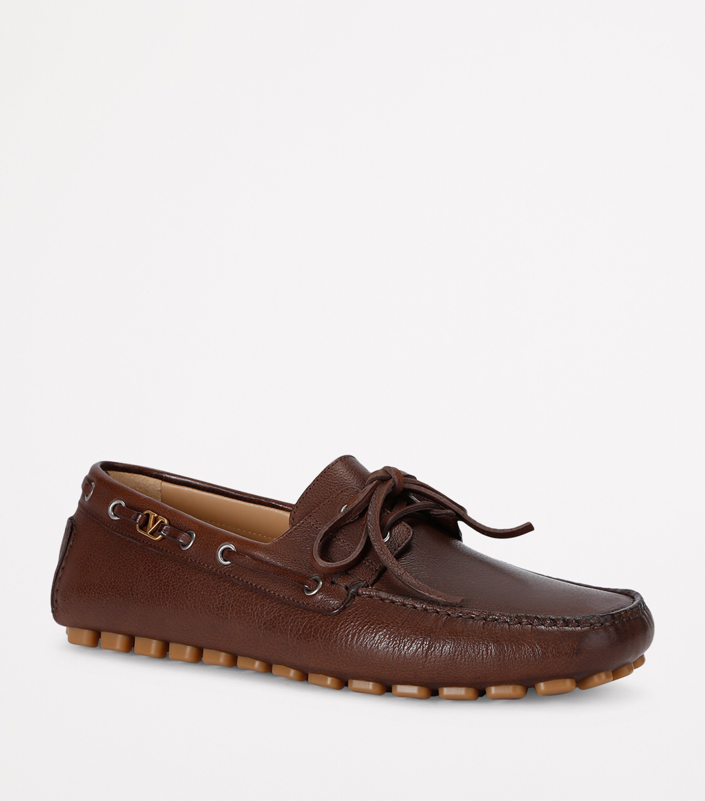 Valentino Garavani Leather VLogo Driving Shoes Dark Brown Image 4