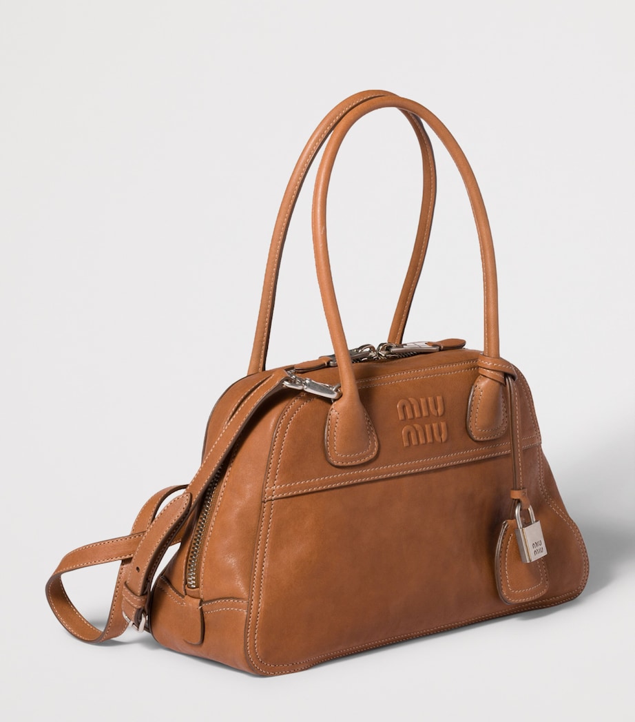 Miu Miu Large Nappa Leather Vivant Top-Handle Bag Brown Image 3