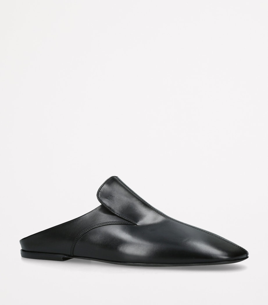 Leather Square-Toe Mules BLACK Image 4