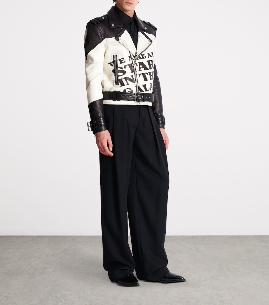 Leather Printed Biker Jacket GAB BLANC/NOIR Image 8