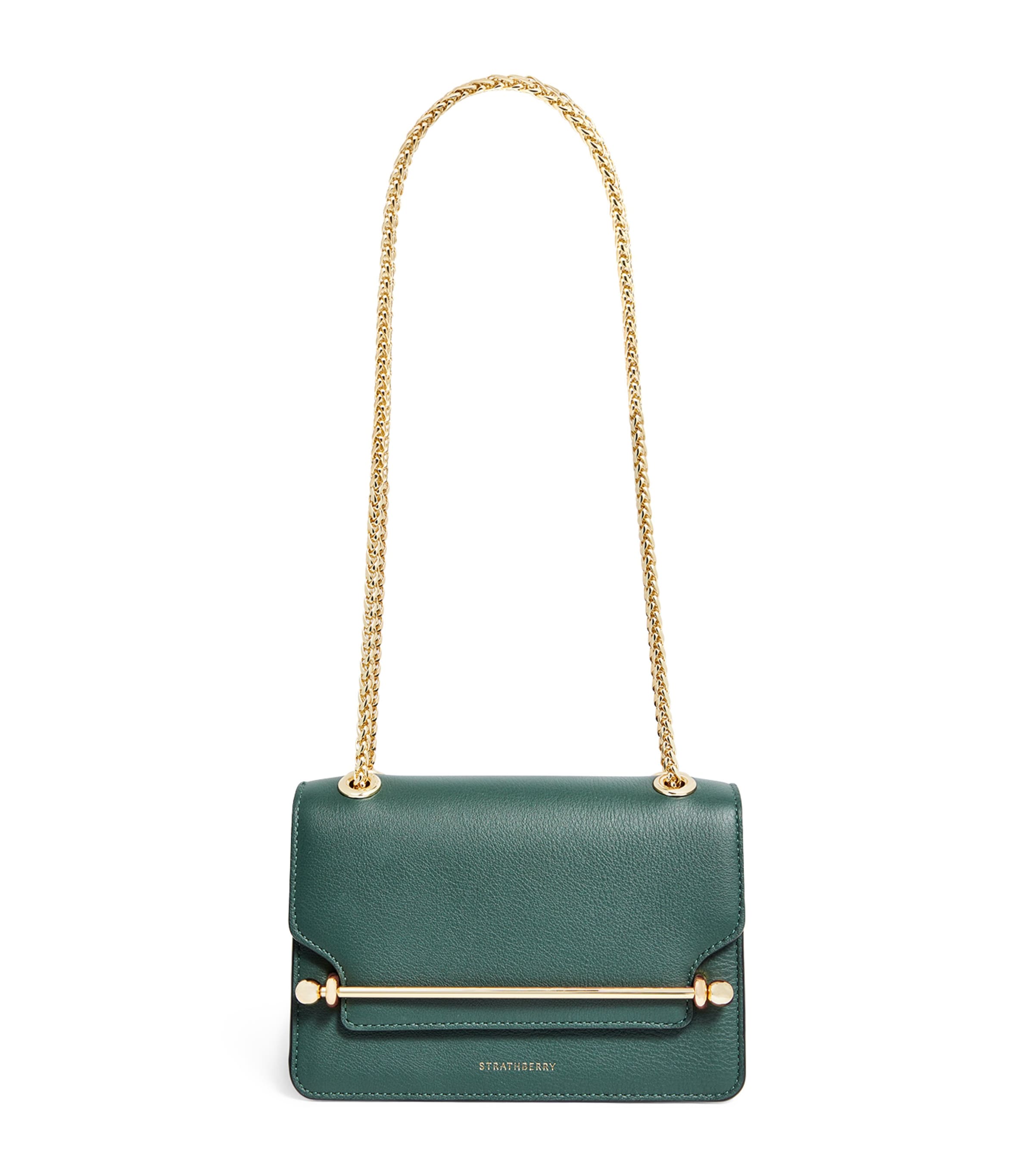 Strathberry Green Mini Leather East West Shoulder Bag | Harrods US
