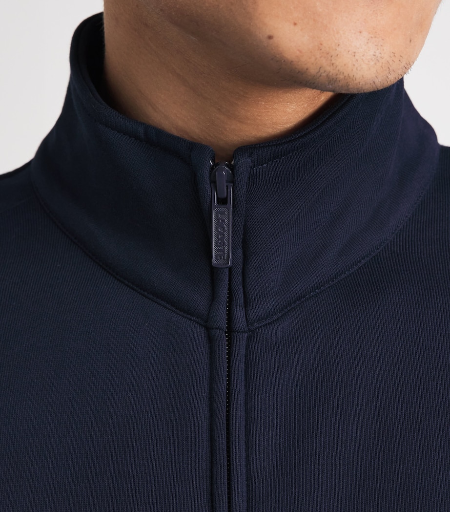 Lacoste Mens Fleece Zip-Up Sweatshirt Navy Blue Image 3