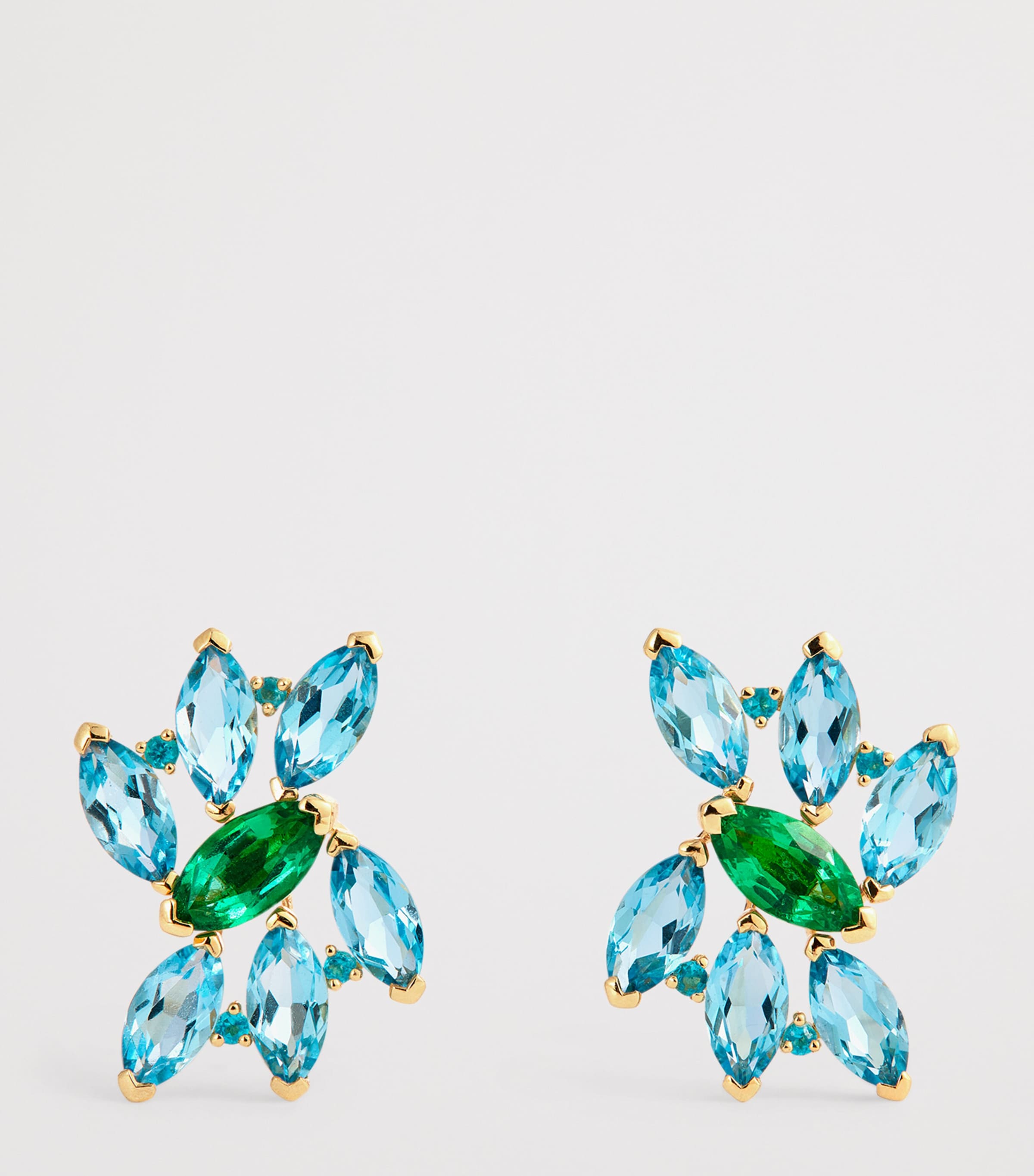 Yellow Gold, Emerald, Topaz and Apatite Pollack Earrings YELLOW GOLD Image 3