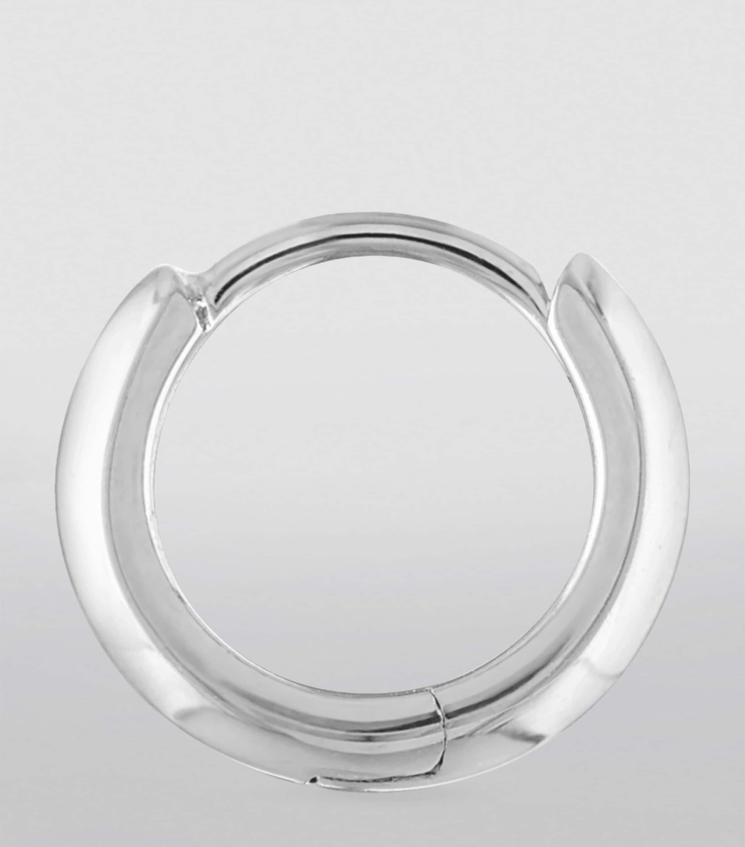 Faceted Metal Vertex Single Hoop Earring (6.5mm) WHITE GOLD Image 3