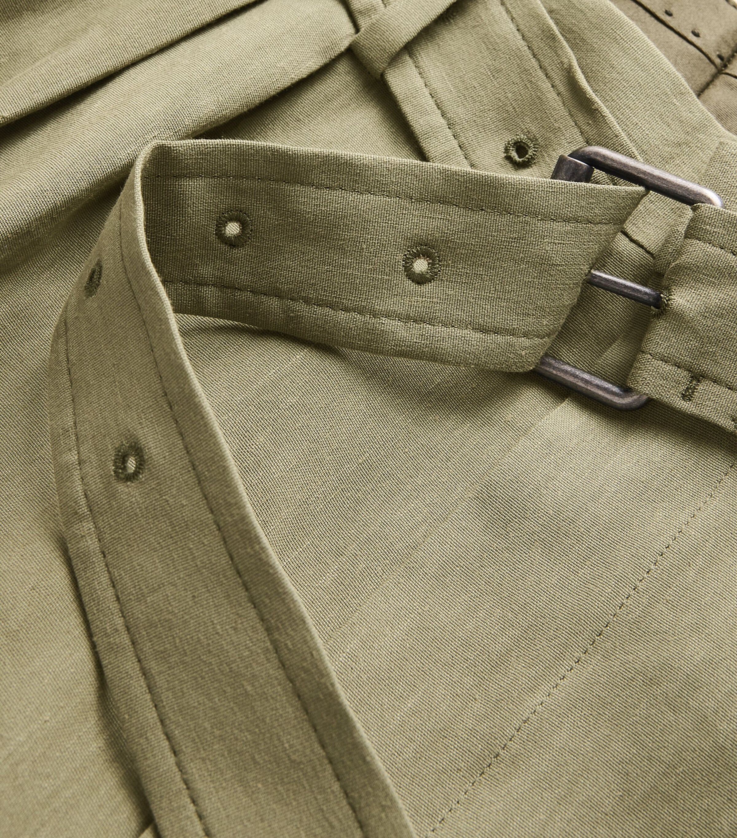 DRIES VAN NOTEN Mens Linen-Blend Belted Straight Trousers Pistache Image 6