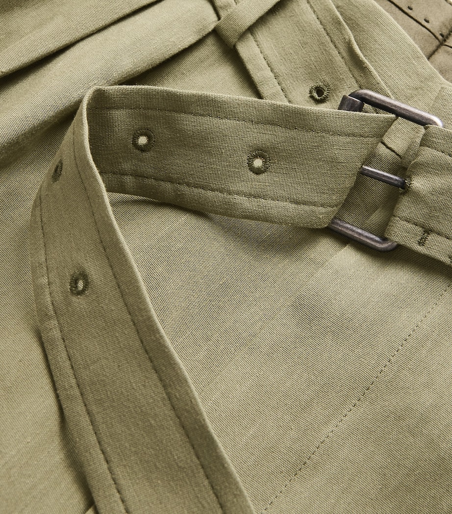 DRIES VAN NOTEN Mens Linen-Blend Belted Straight Trousers Pistache Image 6