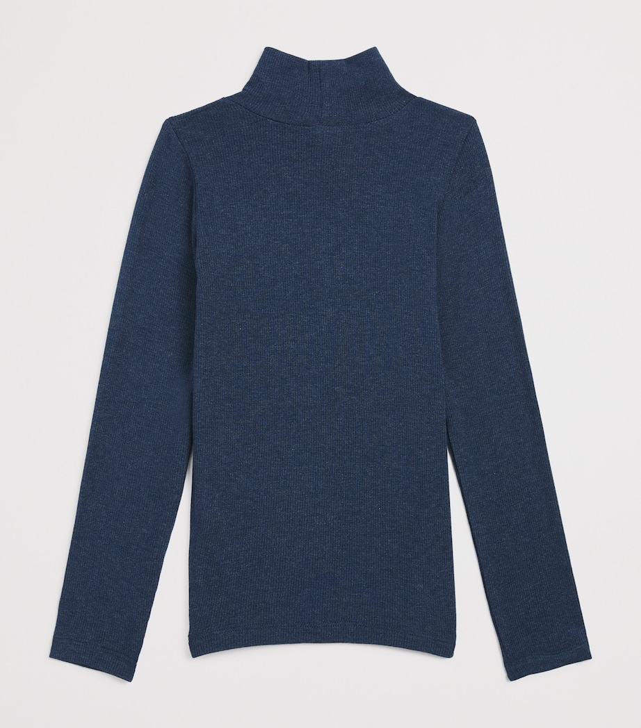 Monnalisa Ribbed Rollneck Top (2-12 Years) Blue Melange Image 2