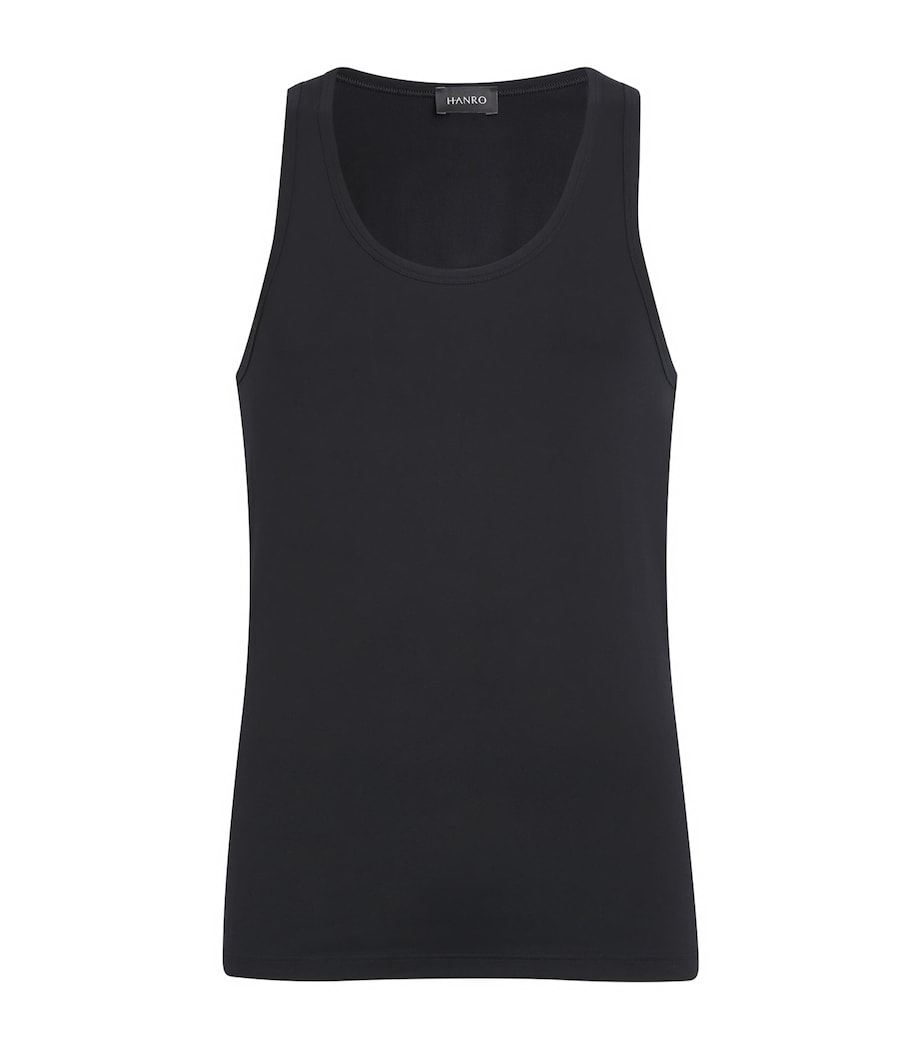 Hanro Mens Stretch-Cotton Tank Top Black Image 1