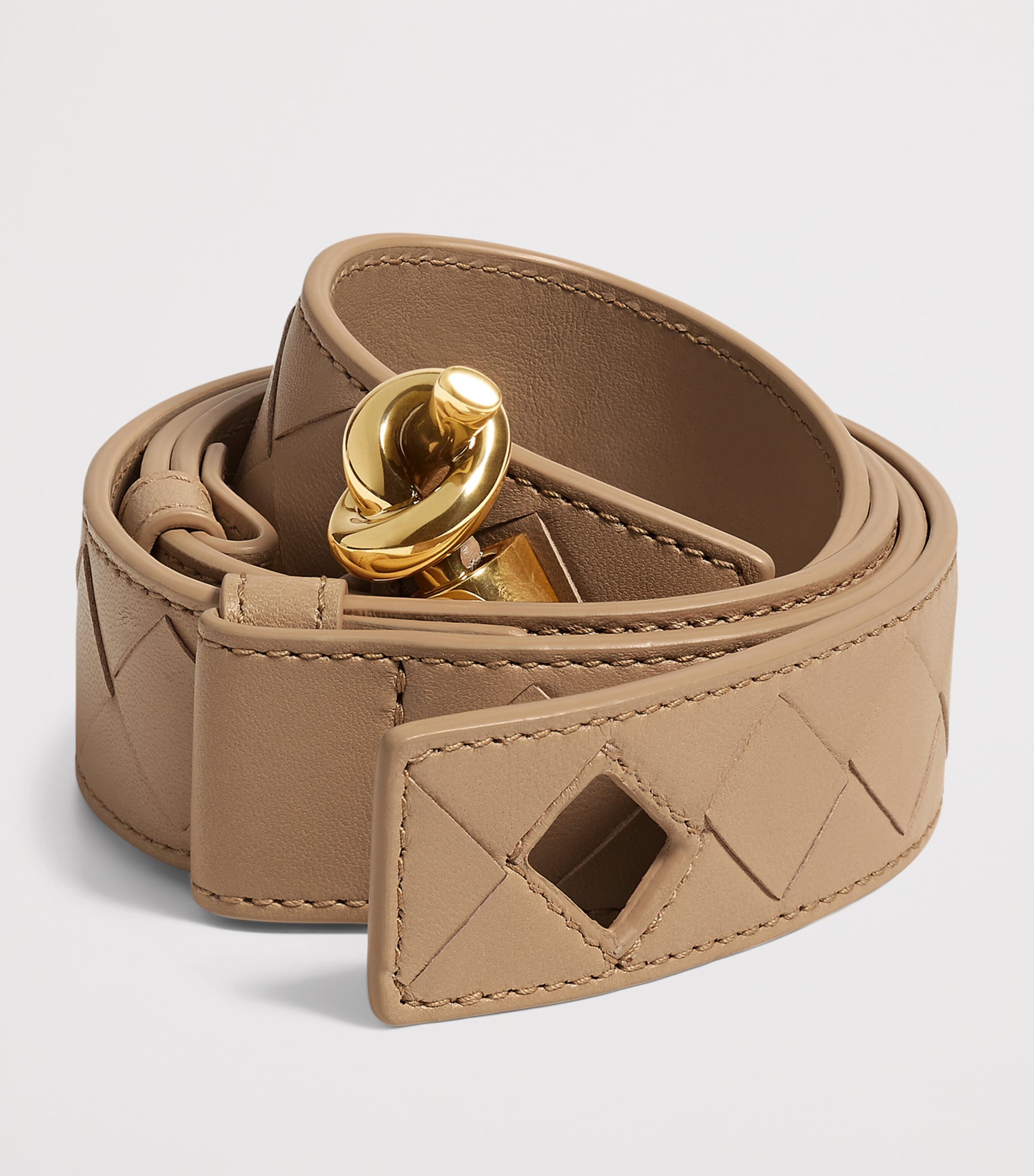 Bottega Veneta Leather Intrecciato Andiamo Belt Image 2