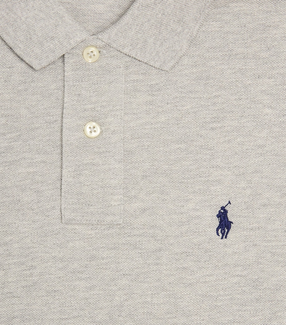 Cotton Polo Pony Polo Shirt (6-14 Years) GREY HTR Image 3
