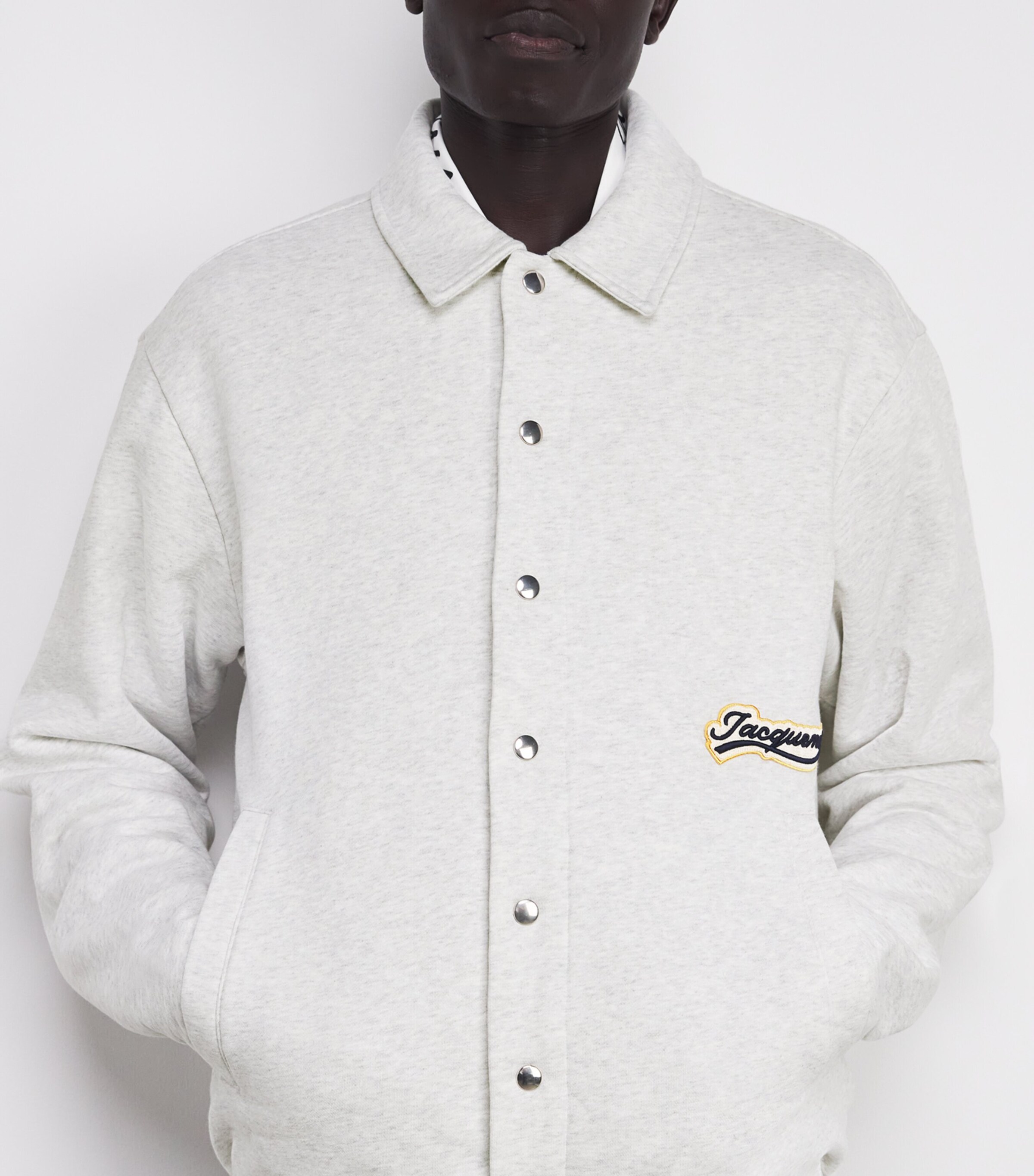 Jacquemus Mens Cotton Logo Varsity Jacket Varsity Pat Grey Image 6