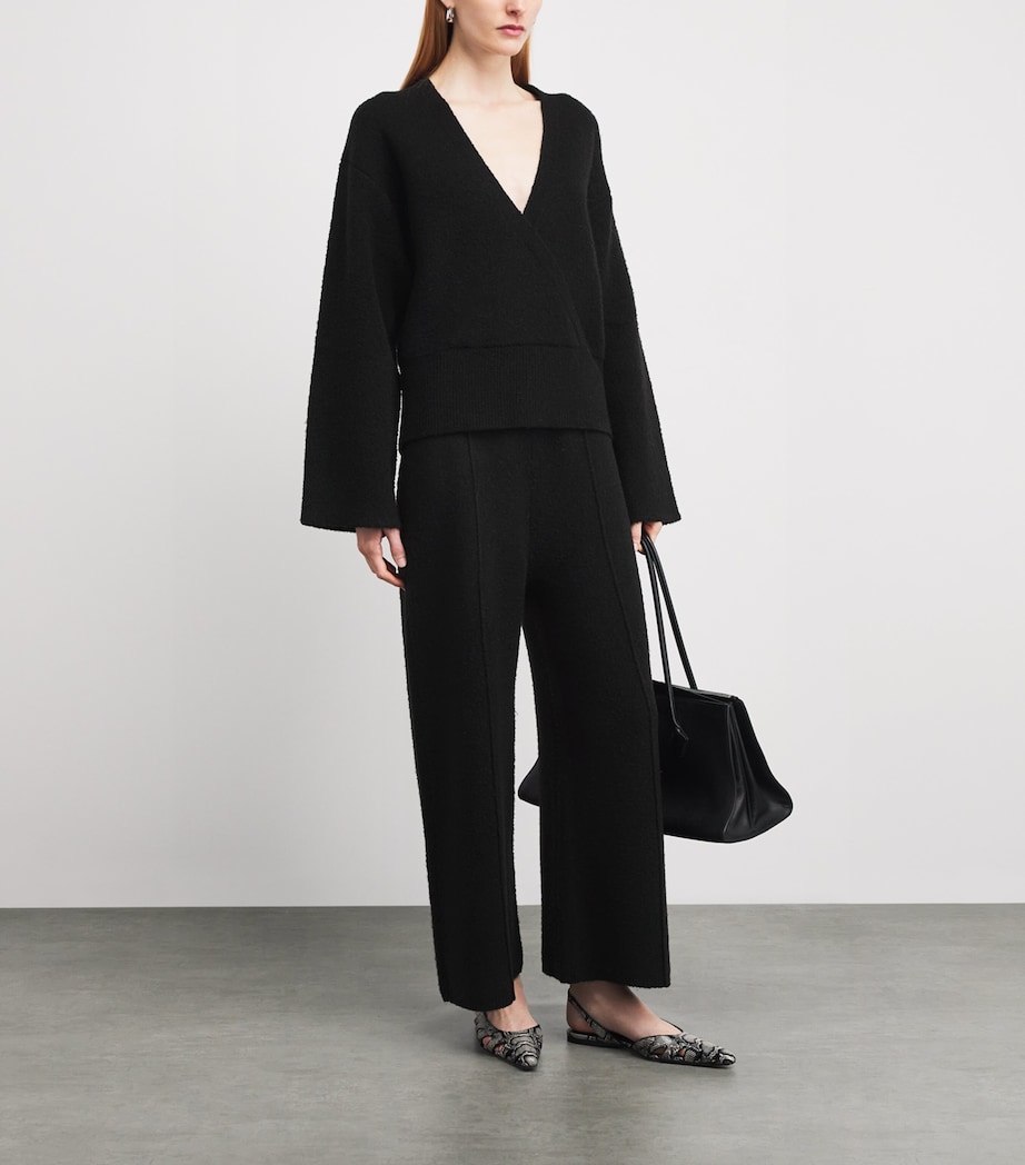 Wool-Blend Wide-Leg Trousers 001 BLACK Image 2