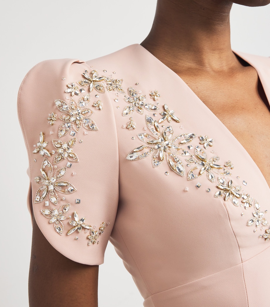 Crepe Embellished Rose Bud Midi Dress 2116 POWDER S G BDNG Image 4