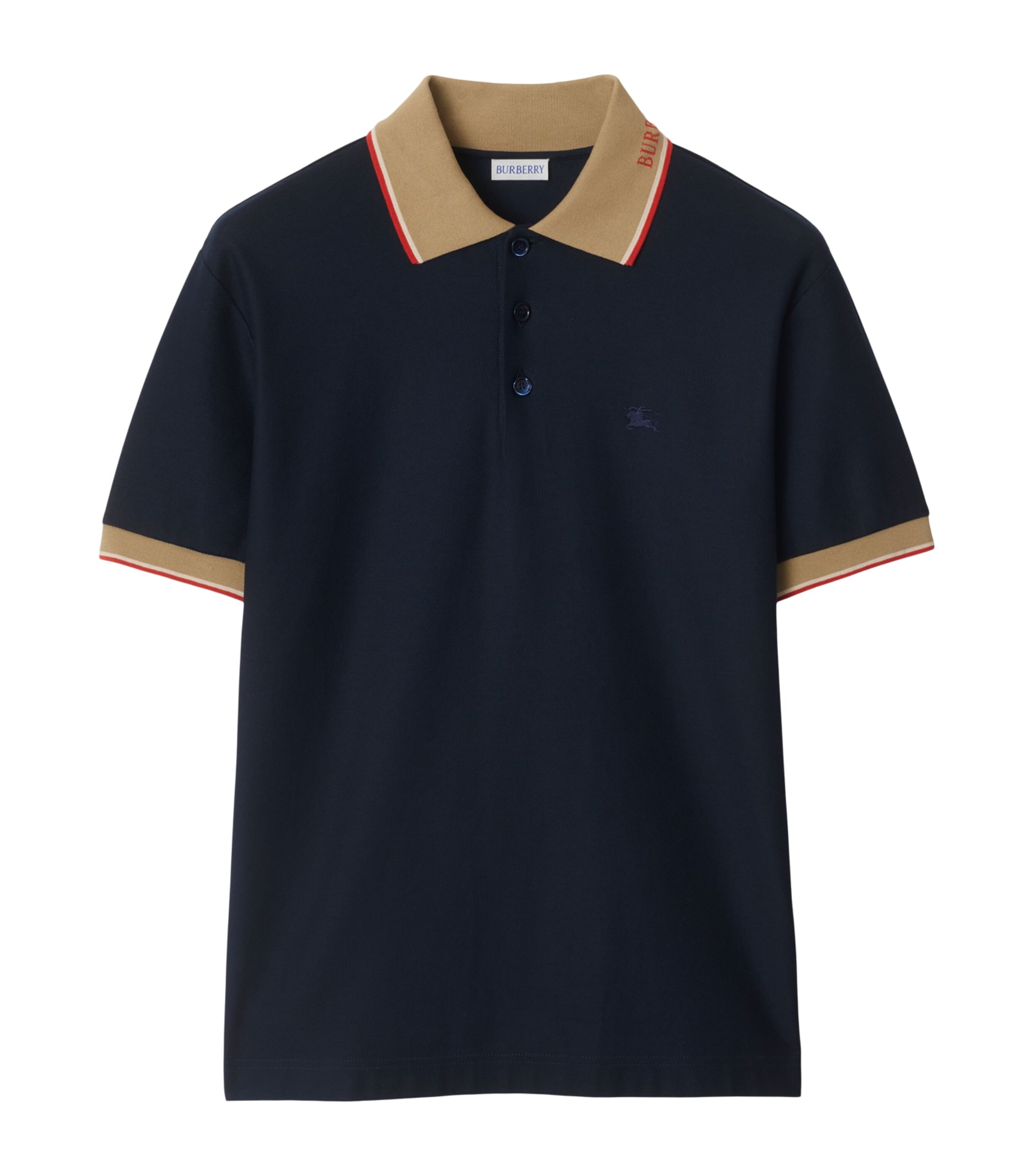 Piqué Cotton Logo Collar Polo Shirt NAVY Image 1