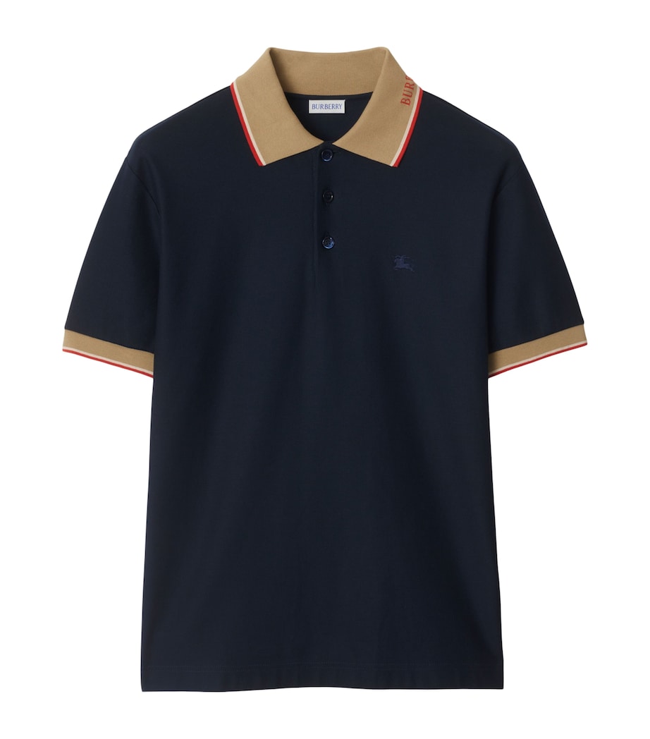 Piqué Cotton Logo Collar Polo Shirt NAVY Image 1