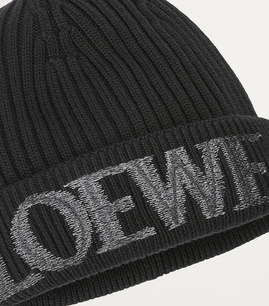 Wool Embroidered-Logo Beanie BLACK Image 4