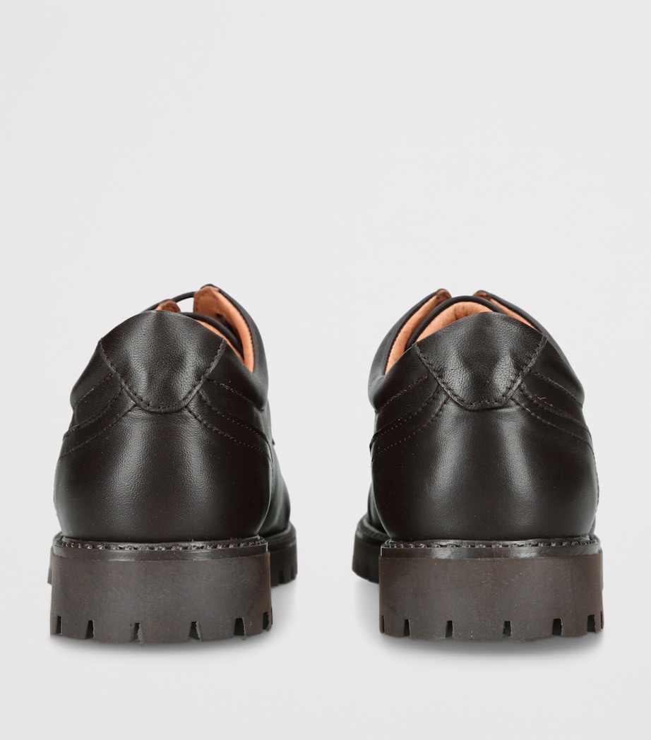 papouelli Leather Lace-Up Harry School Shoes Dark Brown Image 2