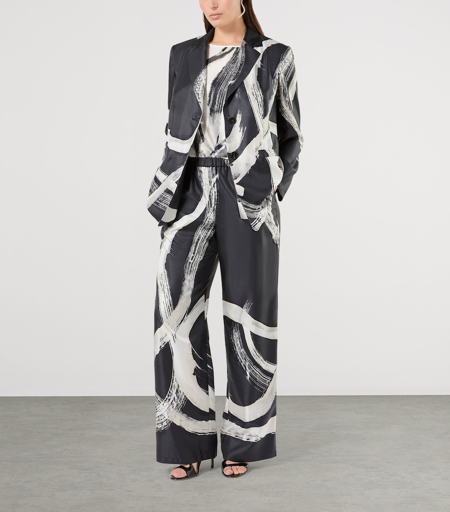 Marina Rinaldi Womens Silk Printed Trousers Black White Image 2
