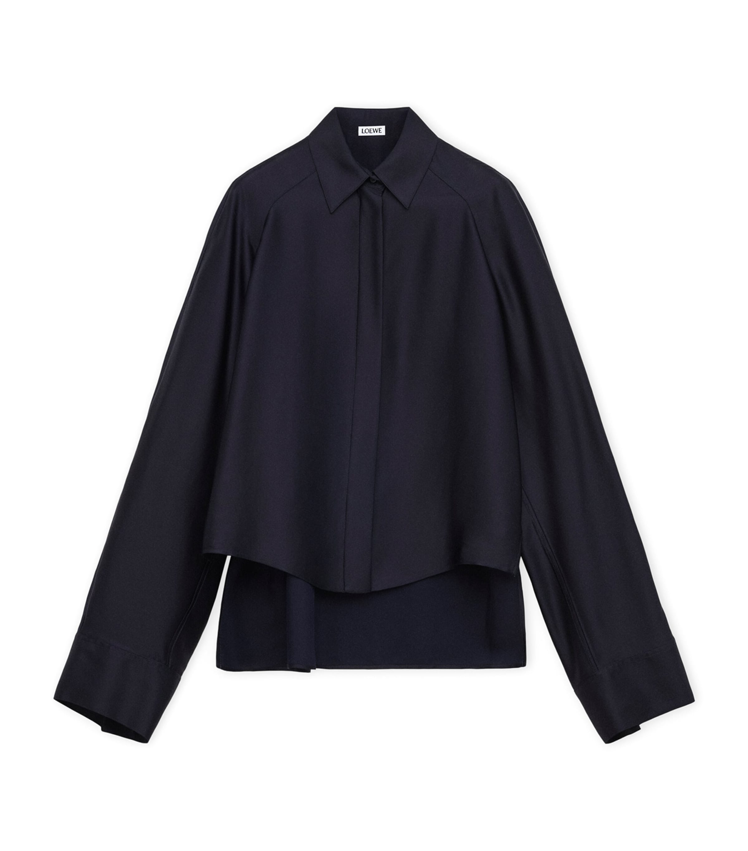 Satin Cape Shirt DARK NAVY BLUE Image 1