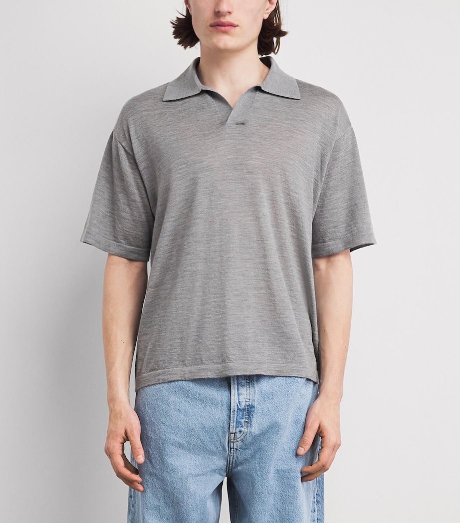 FRAME Mens Wool-Cashmere Superfine Polo Shirt Ltgm Image 4