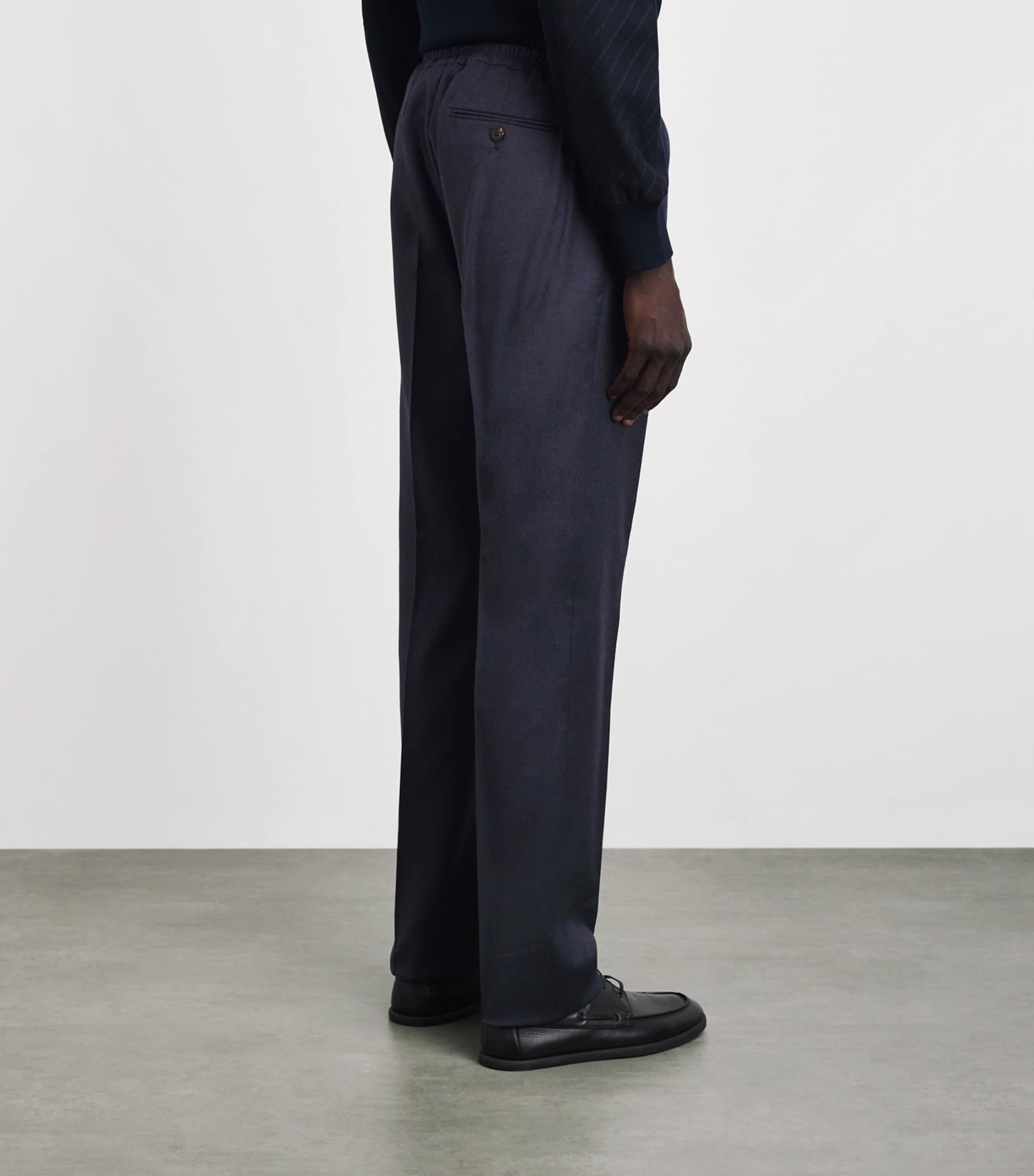 Pal Zileri Mens Virgin Wool Drawstring Trousers Blue Image 5