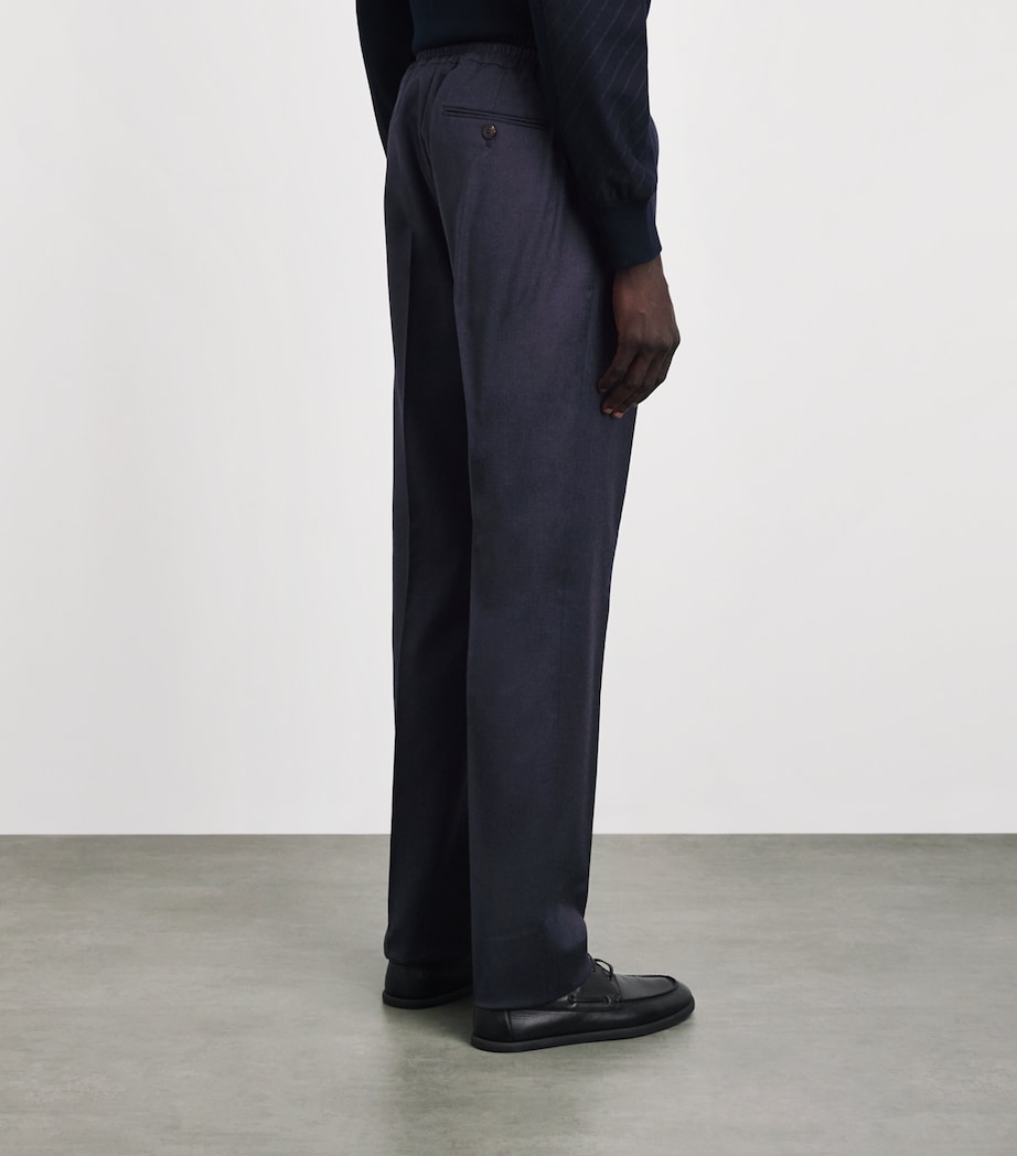 Pal Zileri Mens Virgin Wool Drawstring Trousers Blue Image 5