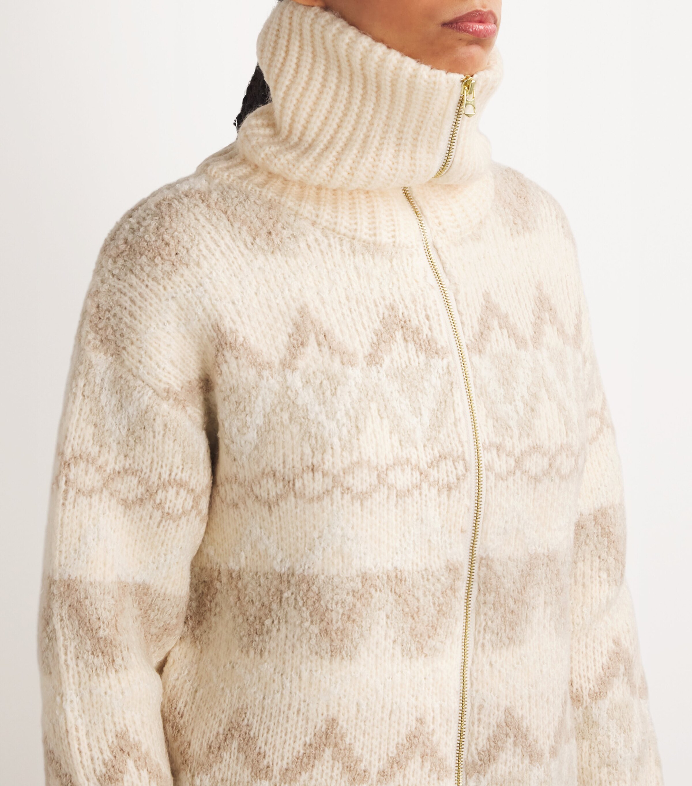 Varley Womens Brooke Fair Isle Knitted Zip-Up Cardigan Ivry Mntn Frsle Image 6