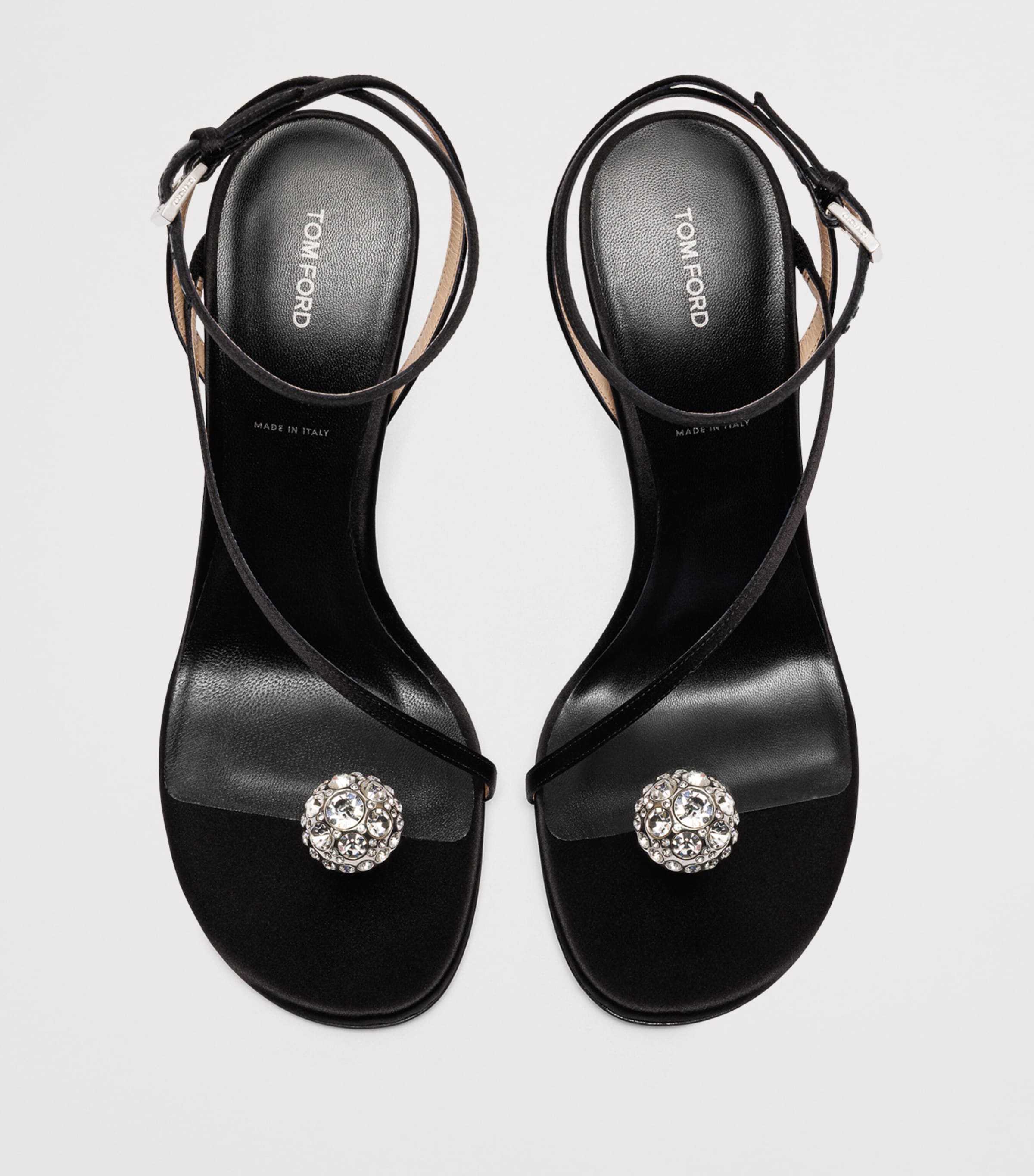 TOM FORD Satin Embellished Heeled Sandals 105 Ntn Image 4
