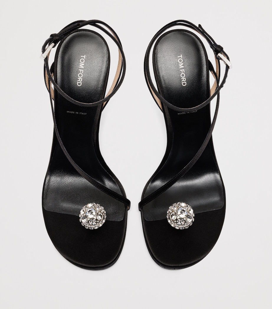 TOM FORD Satin Embellished Heeled Sandals 105 Ntn Image 4