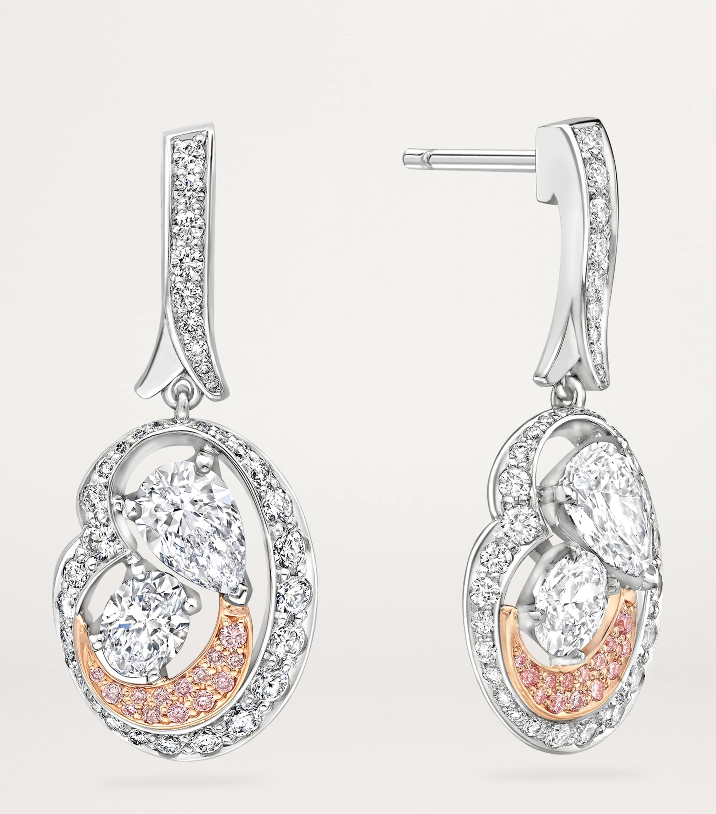 Platinum, Rose Gold and Diamond National Gallery Motherhood Earrings PLATINUM Image 3