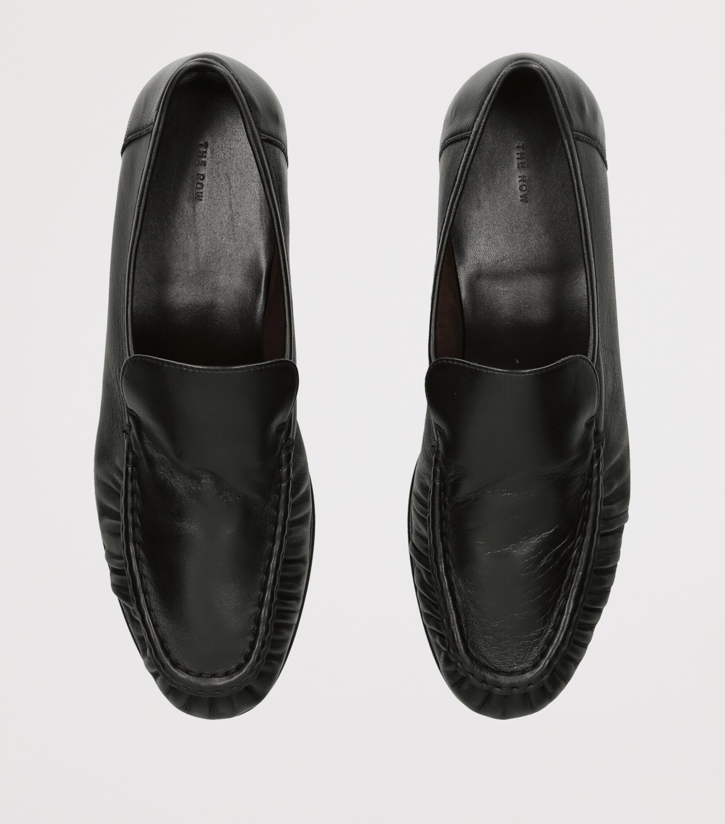 The Row Soft Moccasin Two Leather Loafers Black Image 4