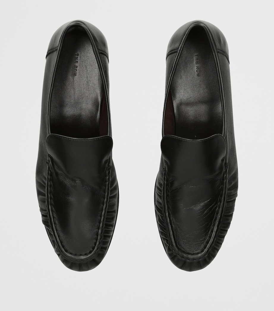 The Row Soft Moccasin Two Leather Loafers Black Image 4