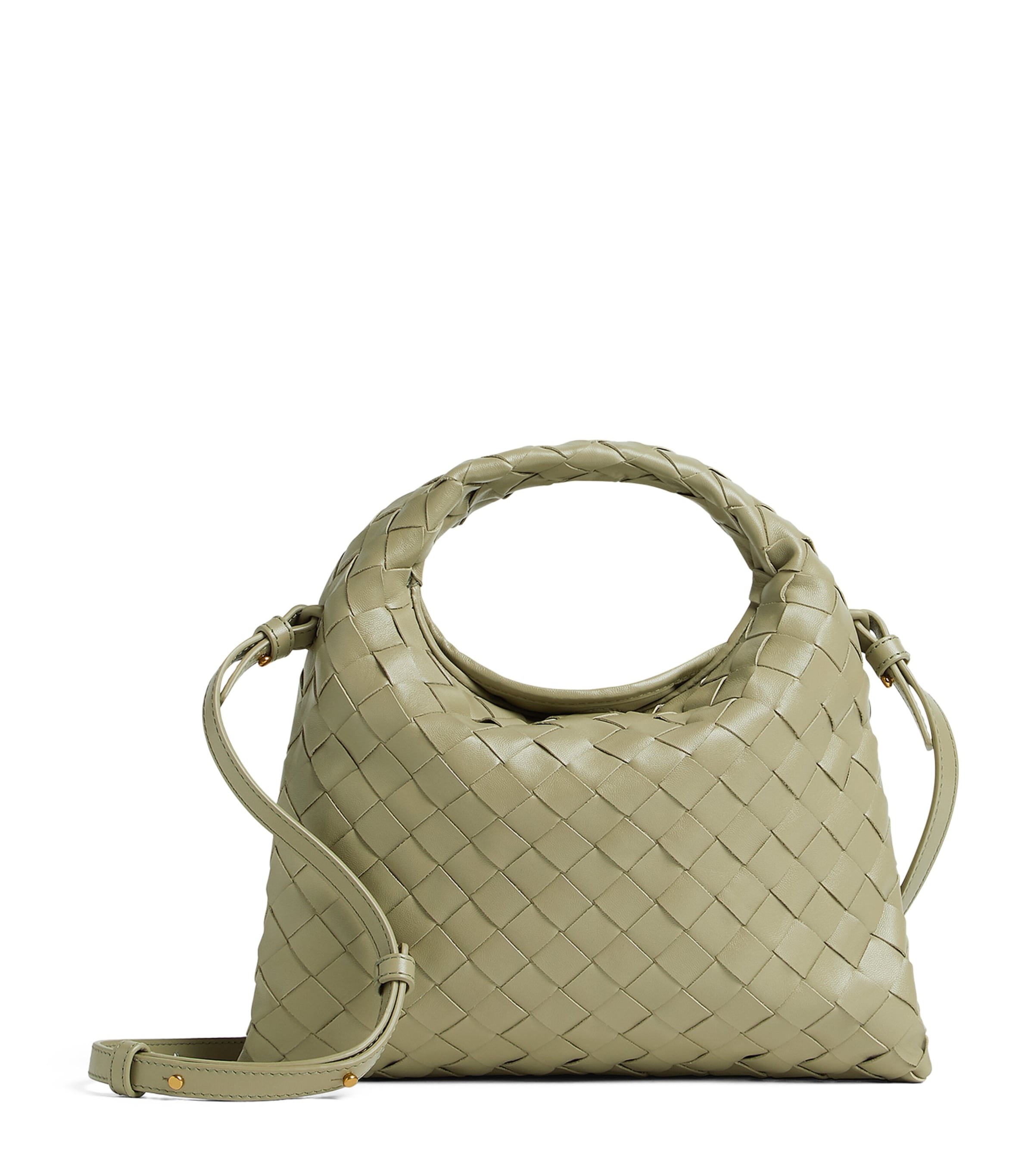 Bottega Veneta Mini Knitted Shoulder Bag In Grey