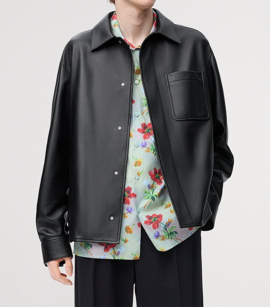 Leather Anagram Overshirt BLACK Image 3