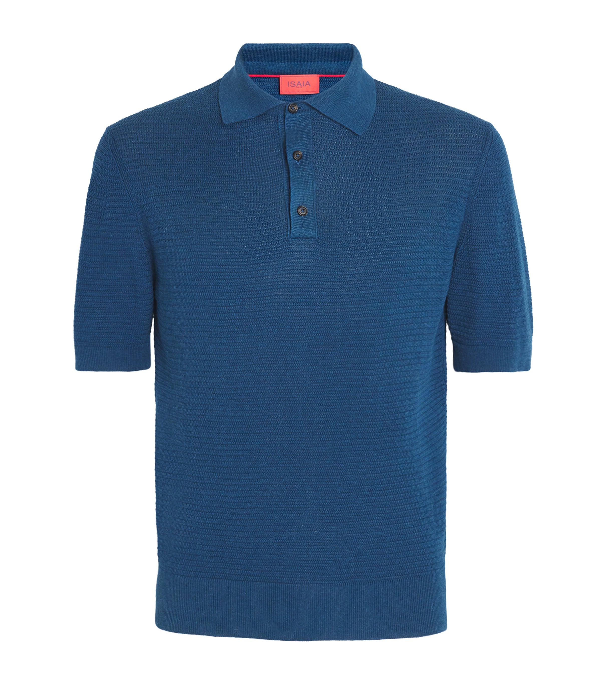 Isaia Silk-linen Polo Shirt In Blue