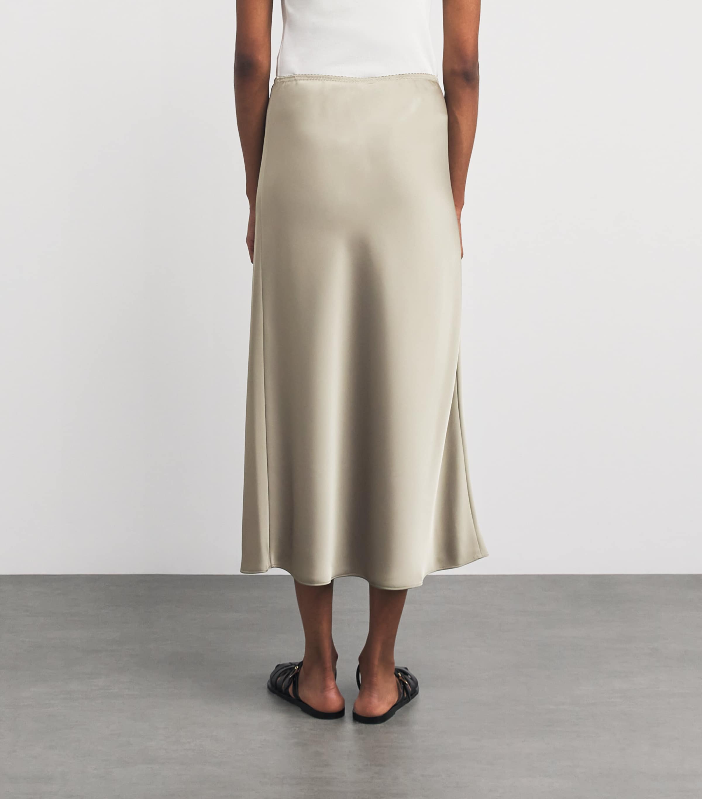 Satin Midi Skirt SAGE Image 4