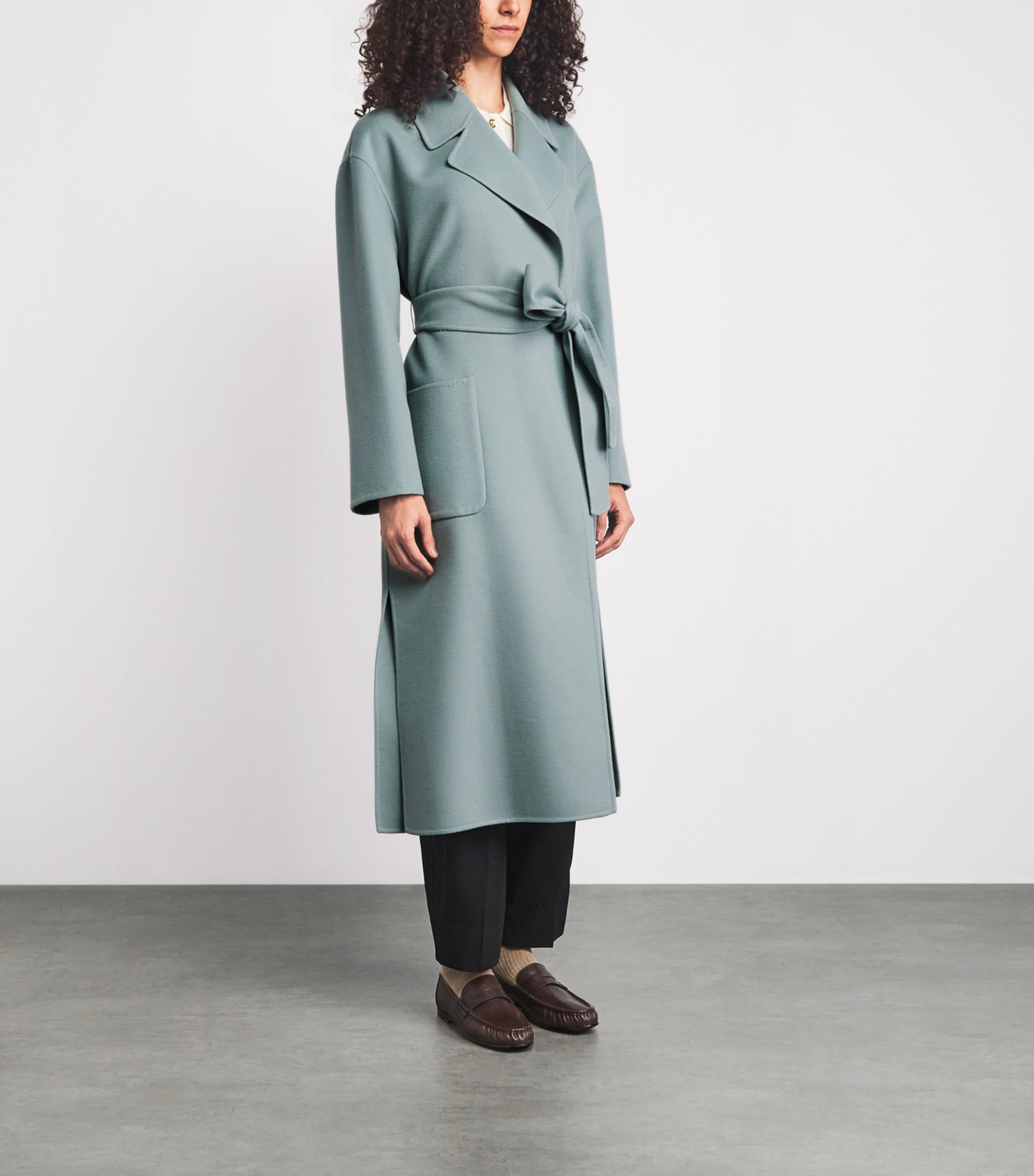 Fabiana Filippi Womens Wool Embellished Belted Coat Verde Image 4