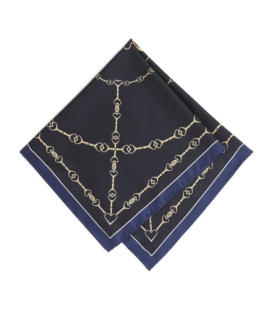 Silk Printed Scarf NAVY Image 1