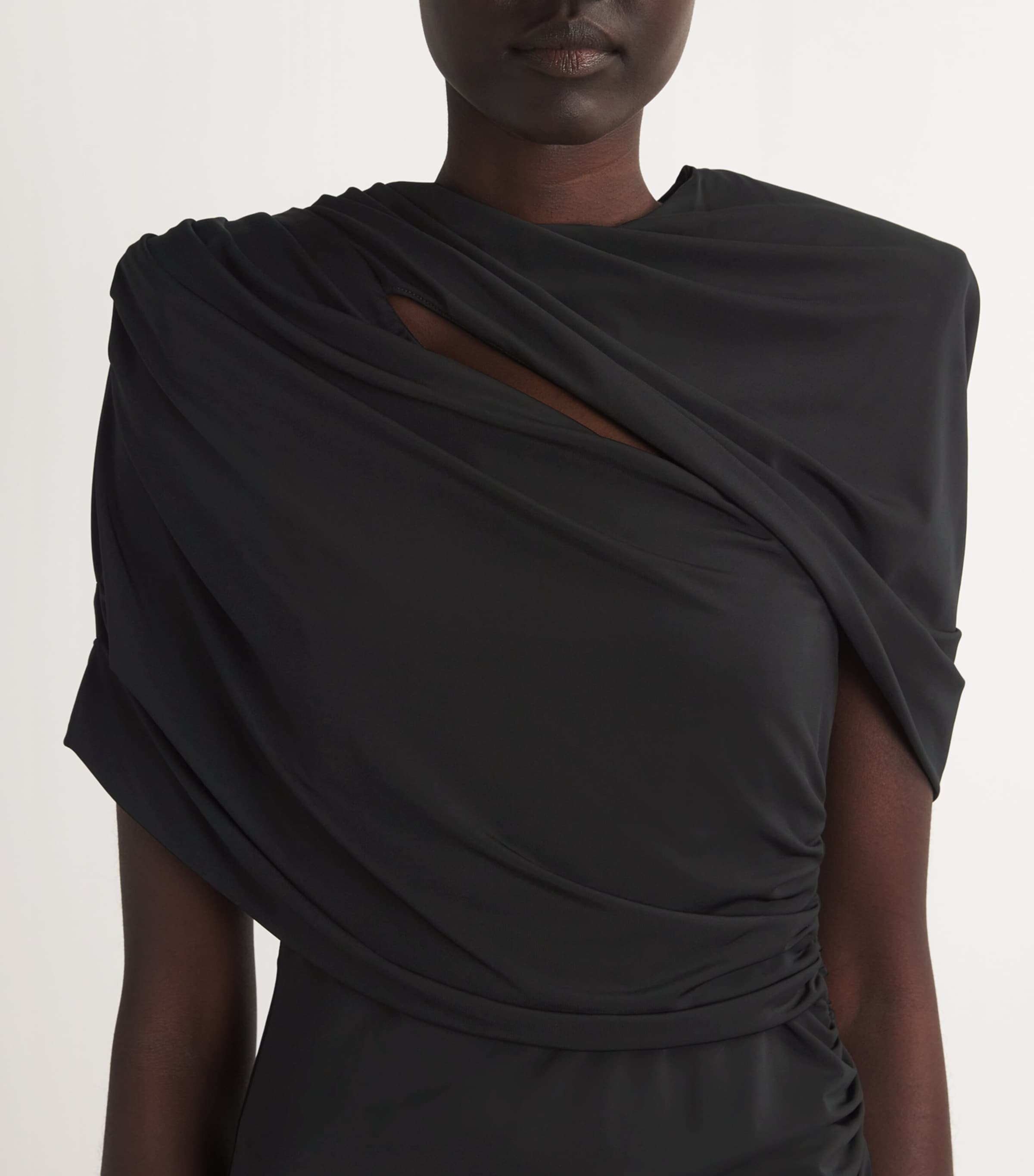 Jersey Draped Midi Dress 1000 BLACK Image 6