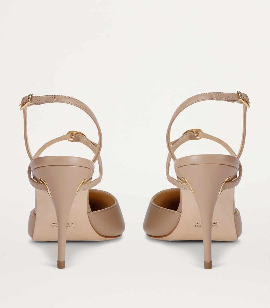 Leather Vittorio Slingback Pumps 85 BEIGE Image 2
