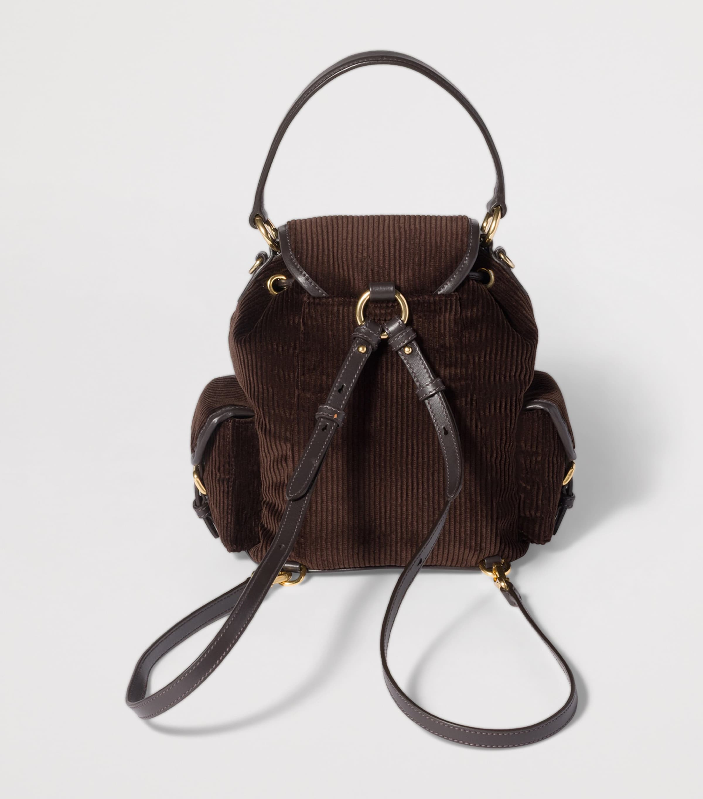Medium Corduroy Leather-Trim Backpack F0192 Image 3