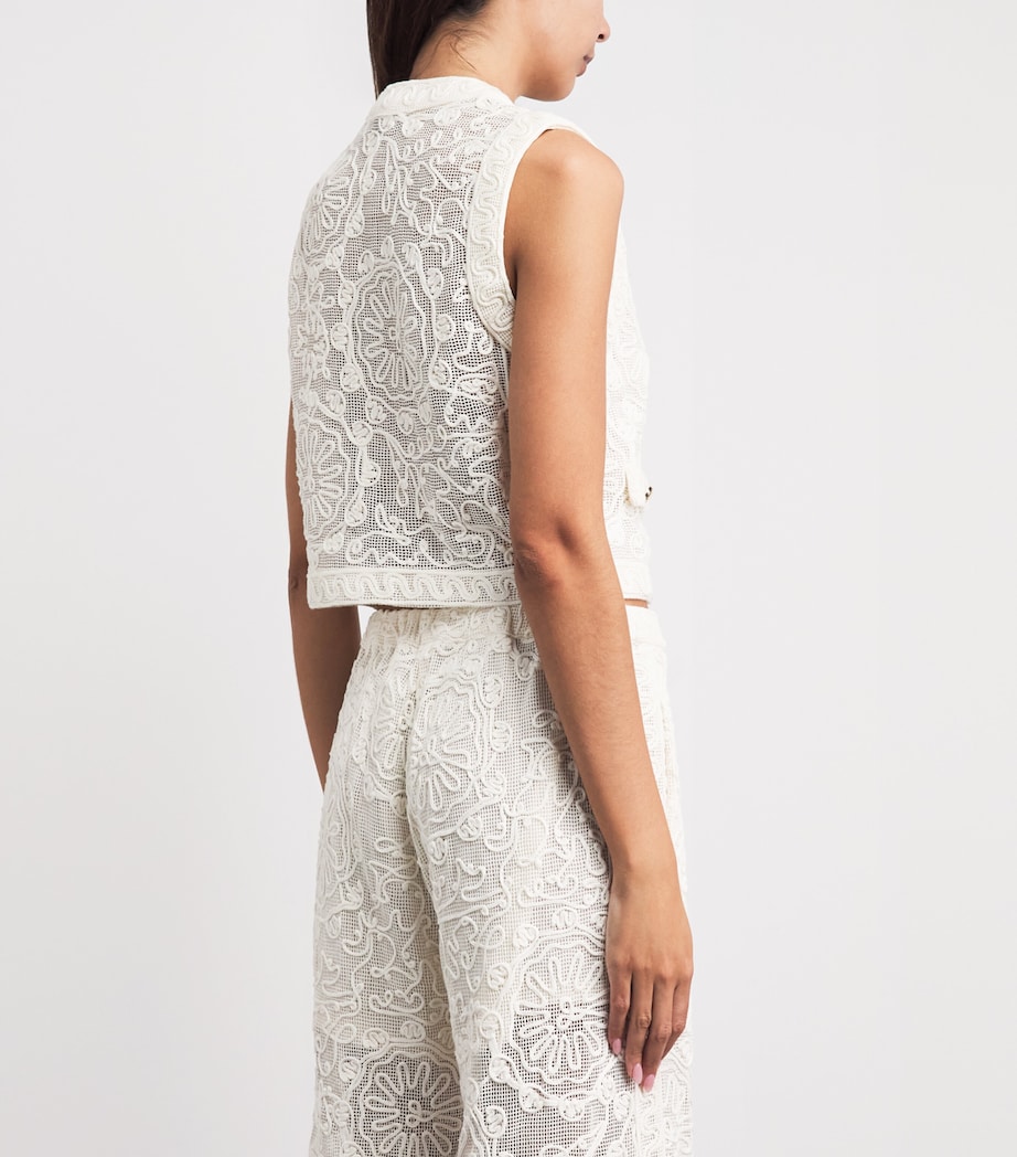 Maje Womens Guipure Lace Waistcoat Ecru Image 5