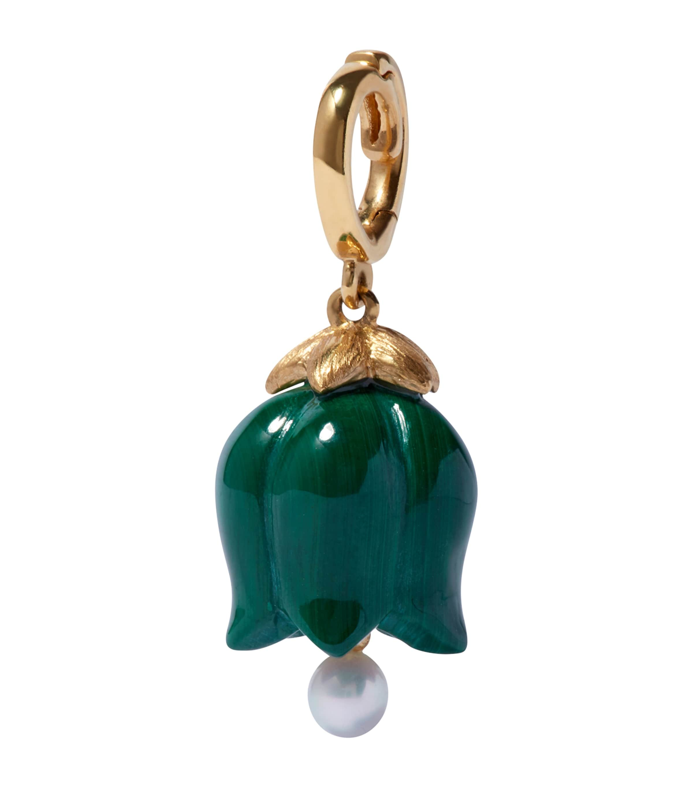 Annoushka Yellow Gold And Malachite Tulip Charm In Green