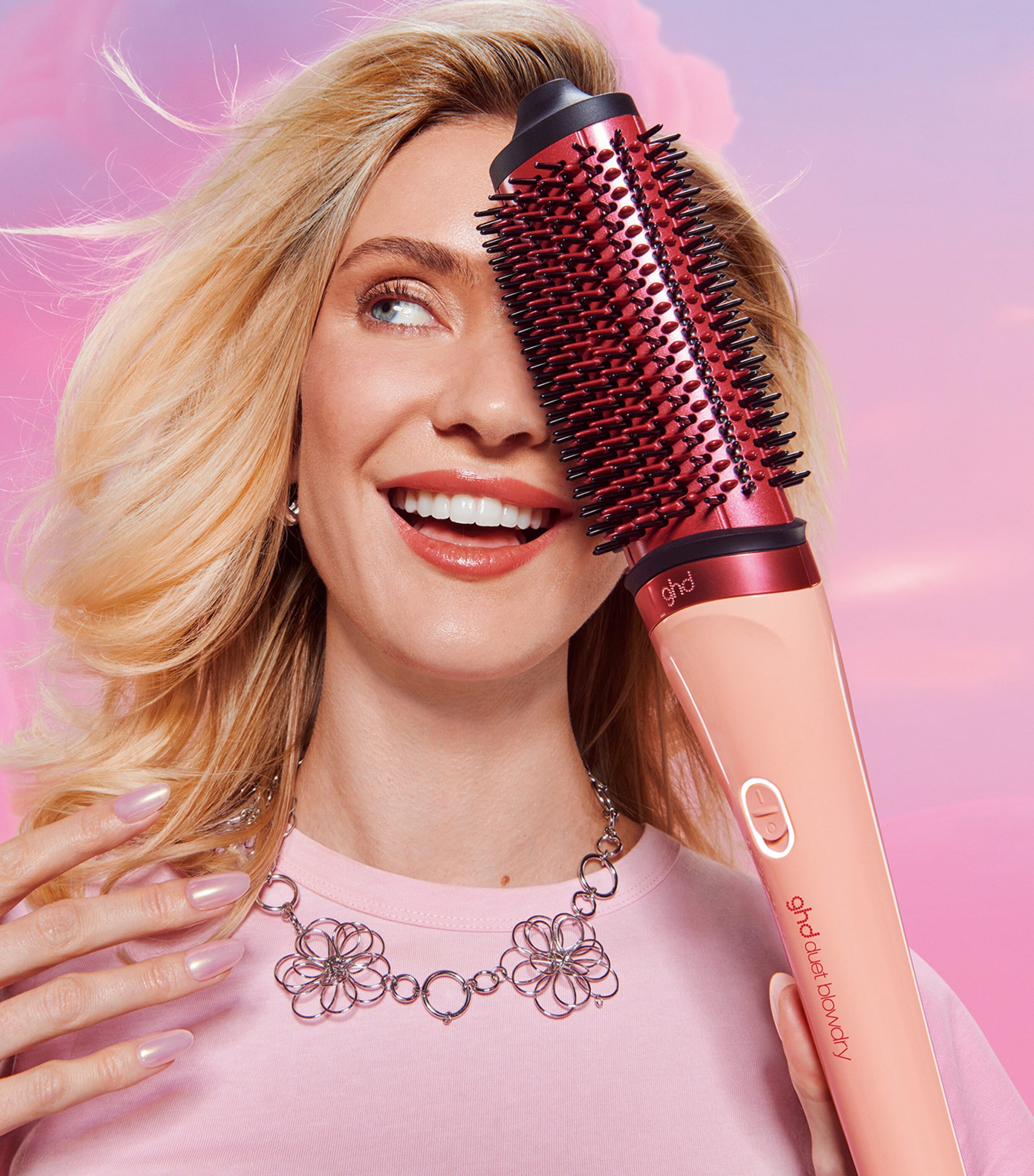 ghd Duet Blowdry Hair Dryer Brush Sunkissed Peach Image 4