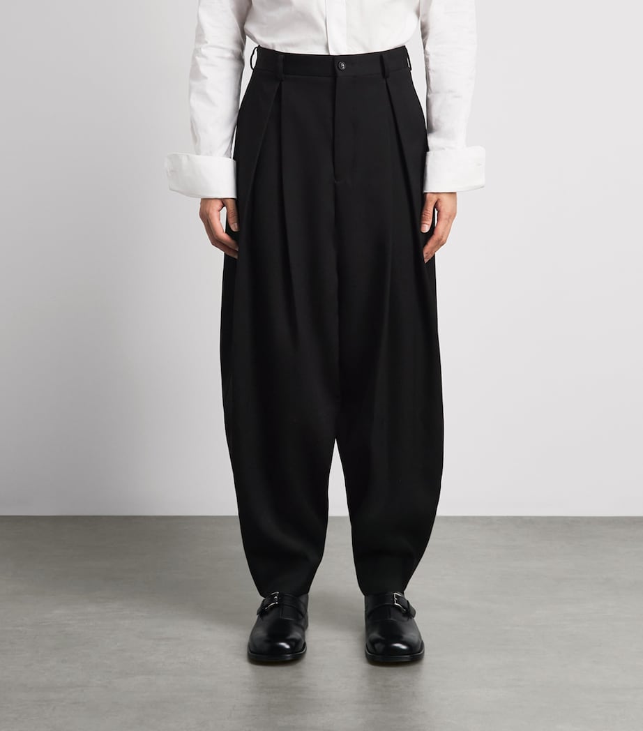 Comme Des Garçons Mens Wool Pleated Trousers Black Image 4