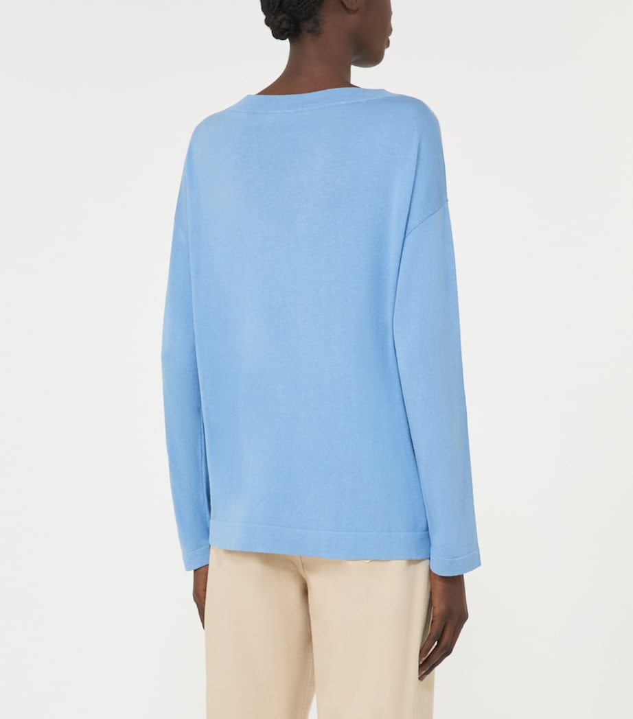 Weekend Max Mara Womens Silk-Cotton Boat-Neck Sweater Light Blue Image 3