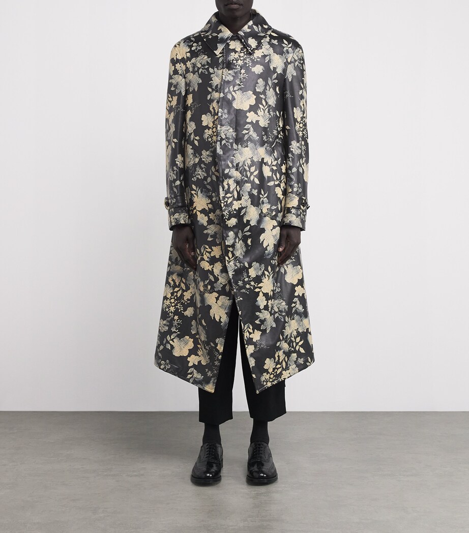 Comme Des Garçons Homme Plus Mens Faux Leather Floral Print Coat Black/ Natural Image 3