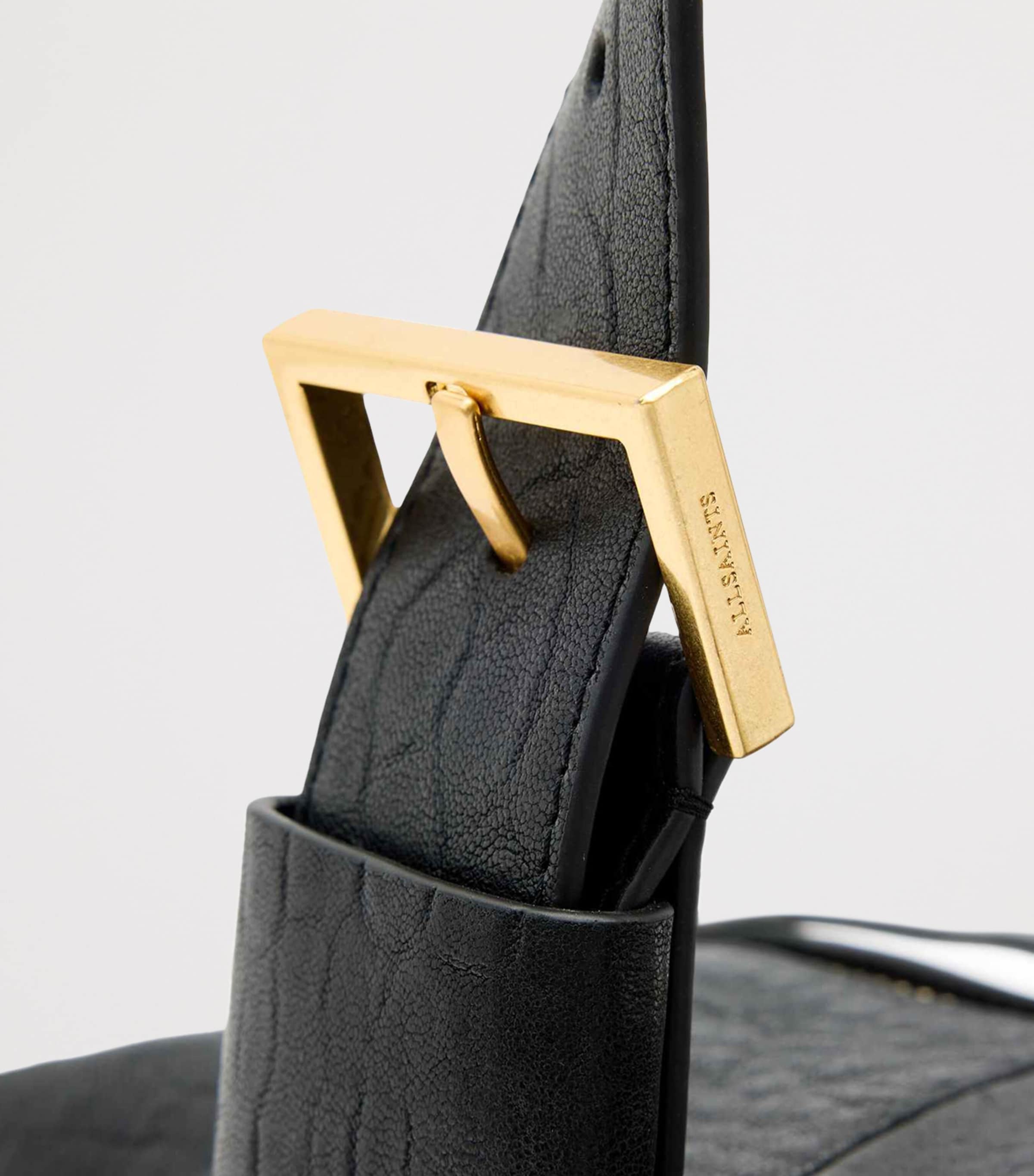 Leather Ares Shoulder Bag BLACK Image 4